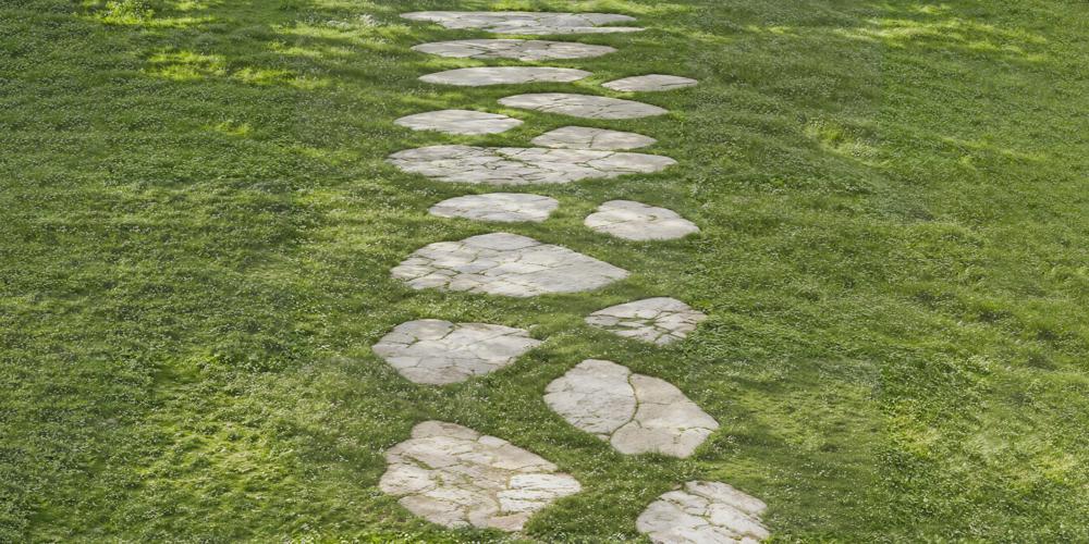 Kate Stone Pathway on Green Grass Rubber Floor Mat