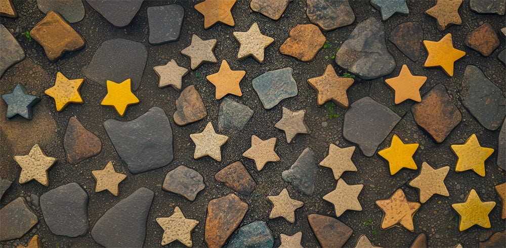 Sfondo Pavimento con Motivo a Stelle di Pietra Designed by Mini MakeBelieve