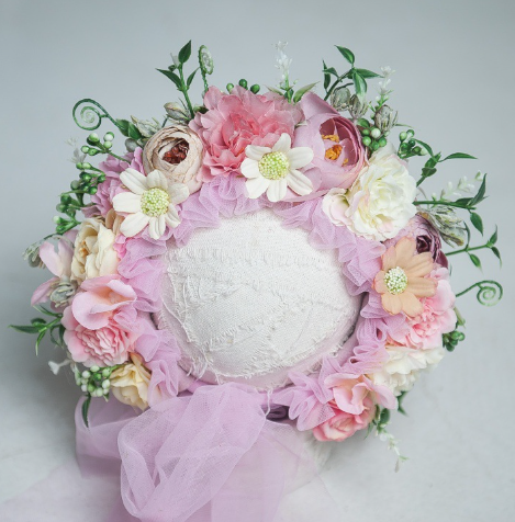 Kate Pink Floral Bonnet for Newborn Photography