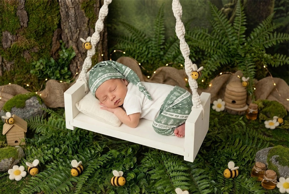 Kate Spiral Cord Wooden Swing Newborn Photography Props