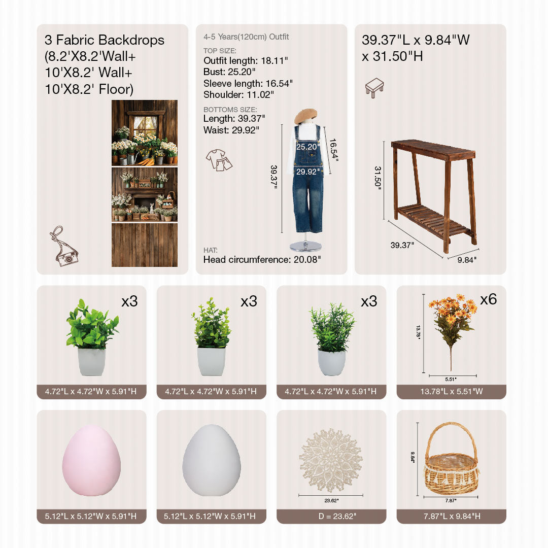 Kate Easter Fireplace Bunny Rustic Floral Photo Kit Photography Backdrops&Props Themed Bundle