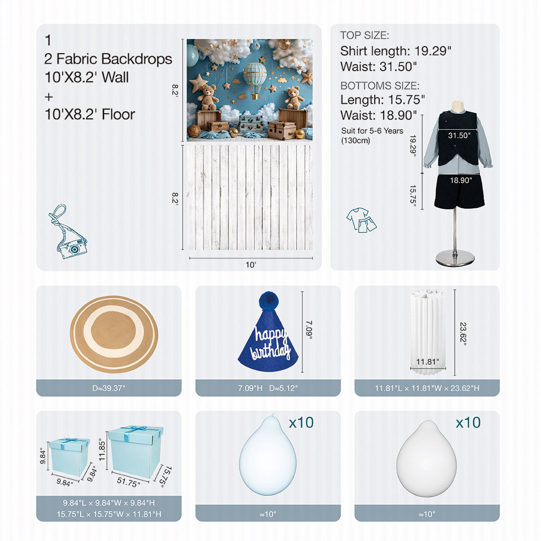 Kate Blue Birthday Photo Kit Photography Backdrops&Props Themed Bundle