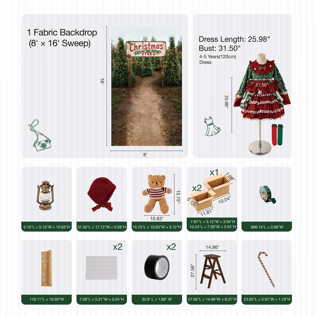 RTS Kate Winter Wild Christmas Tree Gifts Farm Photo Kit Photography Backdrops&Props Themed Bundle