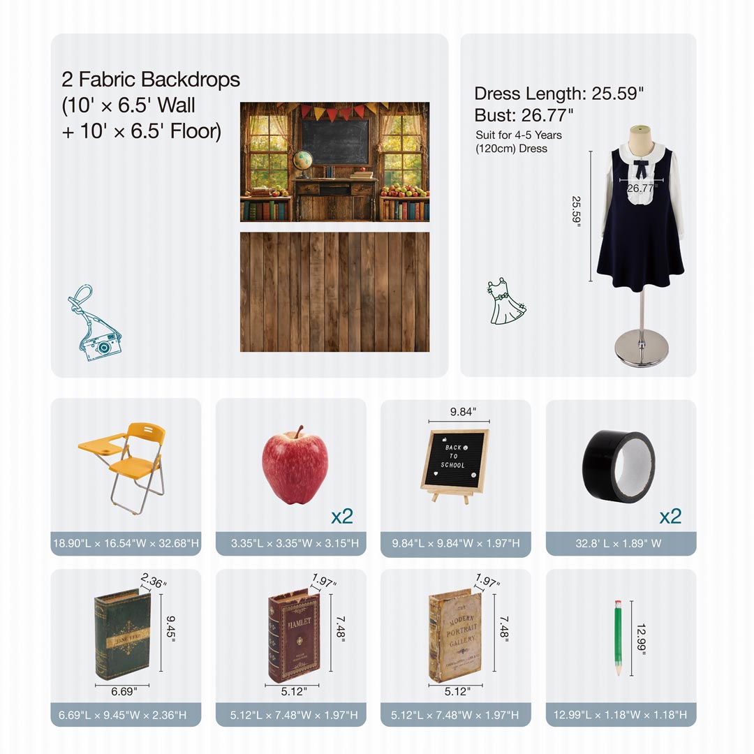 Kate Back to School Chalkboard Globe Photo Kit Photography Backdrops&Props Themed Bundle