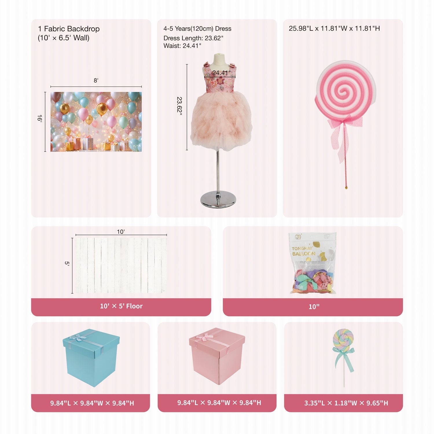 RTS Kate Cake Smash Birthday Gift Box Balloon Photo Kit Photography Backdrops&Props Themed Bundle