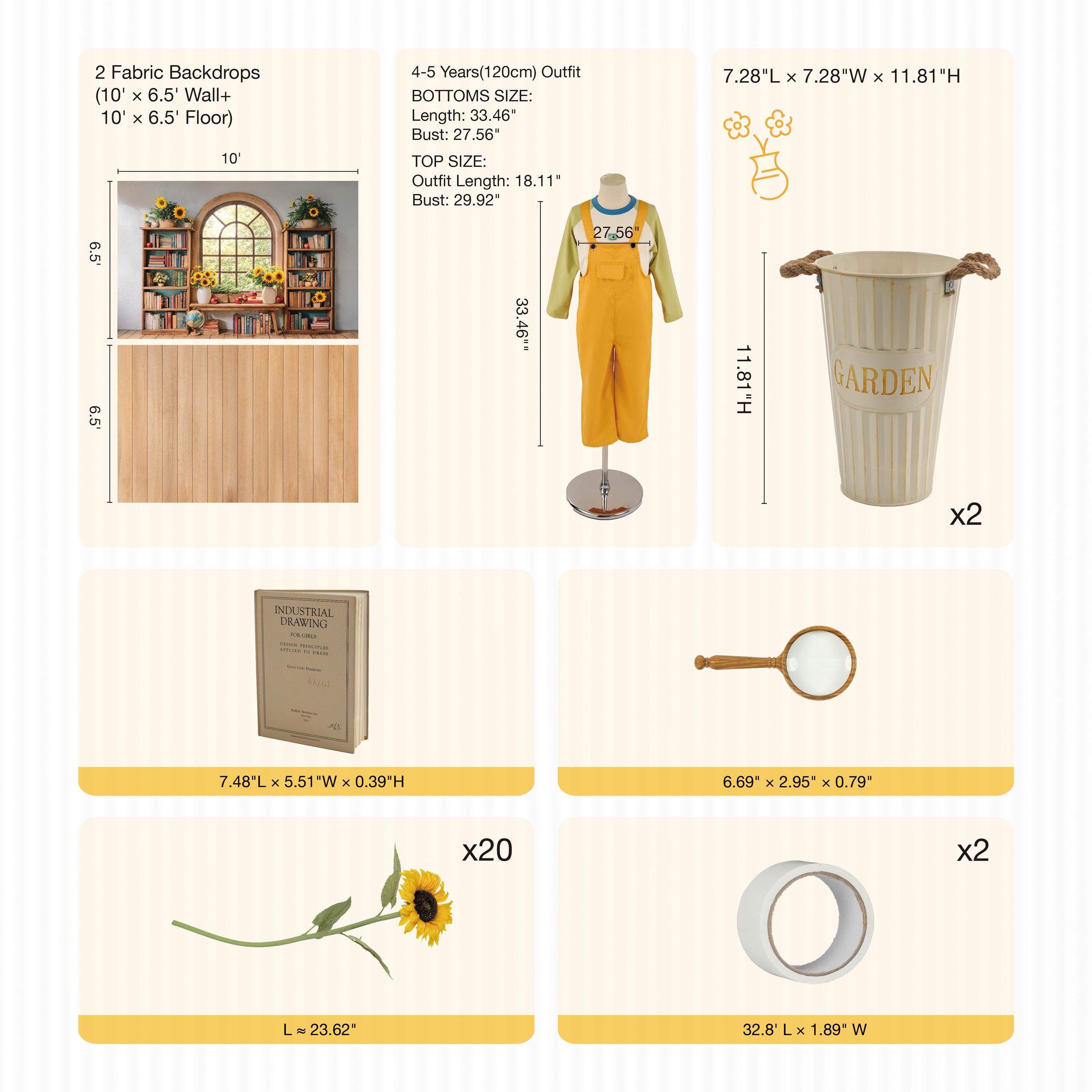 RTS Kate Back to School Classroom Arch Window Sunflower Photo Kit Photography Backdrops&Props Themed Bundle