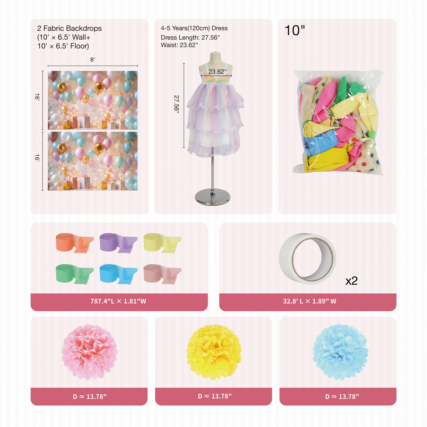 Kate Cake Smash Birthday Colorful Balloon Photo Kit Photography Backdrops&Props Themed Bundle