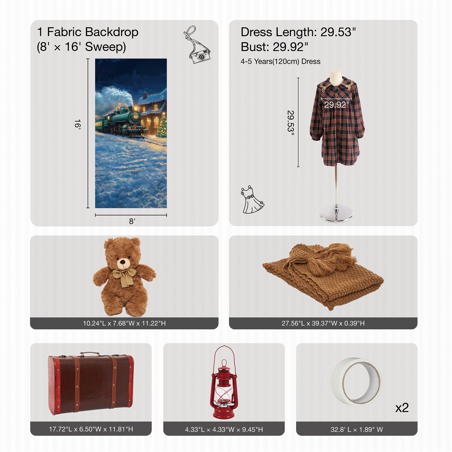 Kate Christmas Eve Train Station Photo Kit Photography Backdrops&Props Themed Bundle