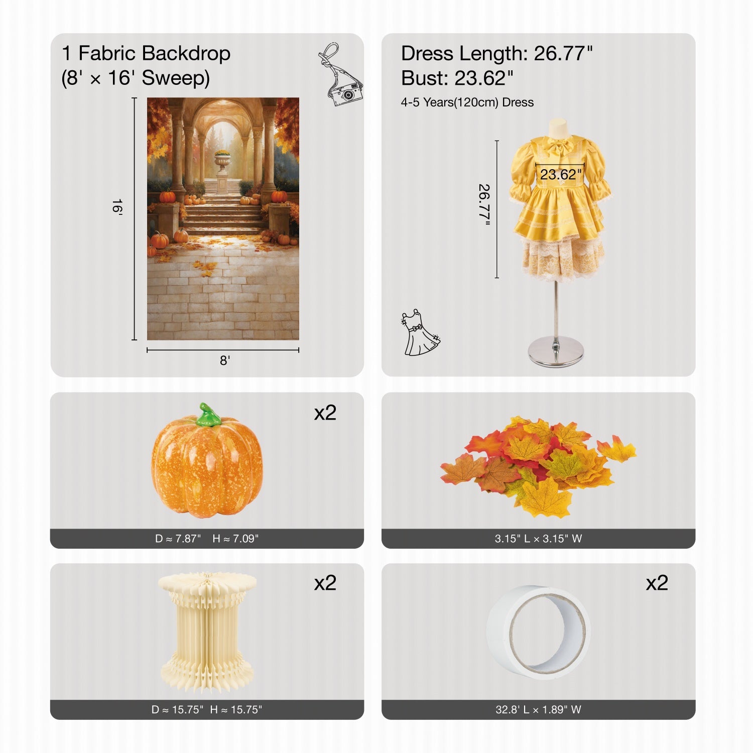 RTS Kate Fall Walkway Pumpkin Photo Kit Photography Backdrops&Props Themed Bundle