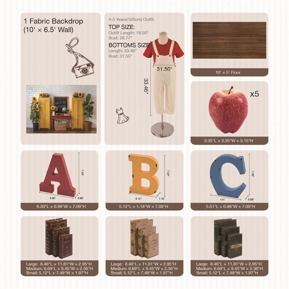 RTS Kate Back to School Blackboard ABC Photo Kit Photography Backdrops&Props Themed Bundle