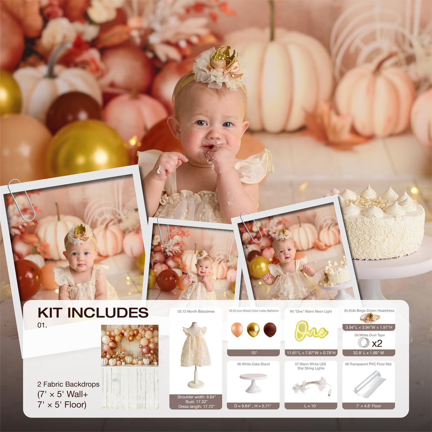 RTS Kate Boho Pumpkins Cake Smash Photo Kit Photography Backdrops&Props Themed Bundle