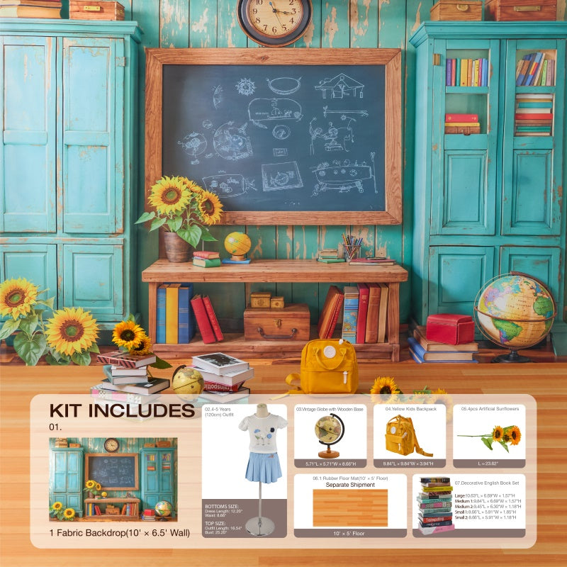RTS Kate Back to School Blackboard Book Sunflower Photo Kit Photography Backdrops&Props Themed Bundle