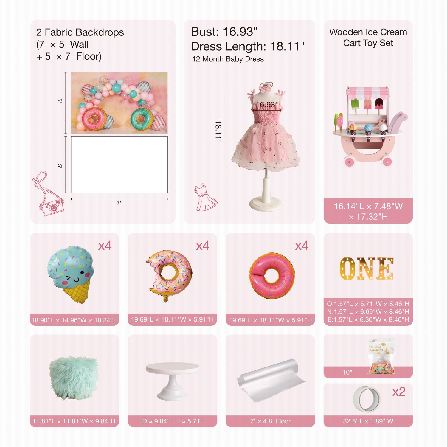 RTS Kate Donut Cake Smash Photo Kit Photography Backdrops&Props Themed Bundle