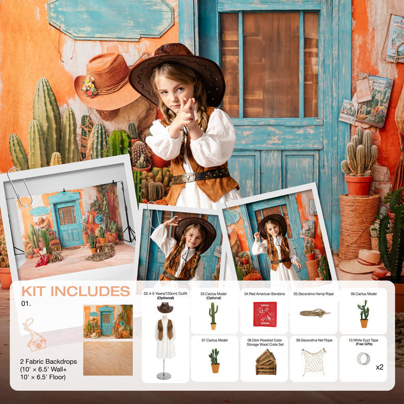 RTS Kate Cowboy Desert Cactus Photo Kit Photography Backdrops&Props Themed Bundle