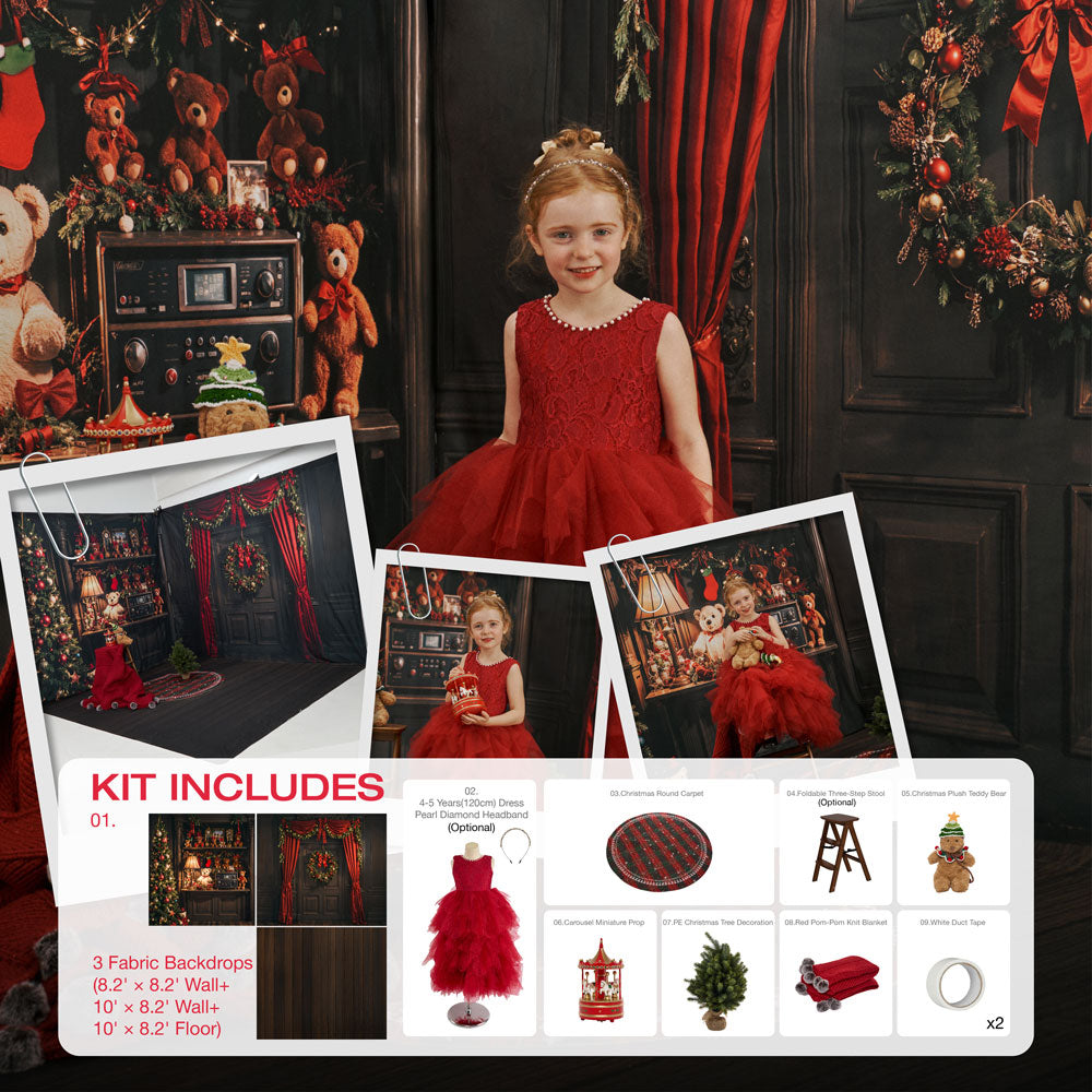Kate Christmas Living Room Set Photo Kit Photography Backdrops&Props Themed Bundle