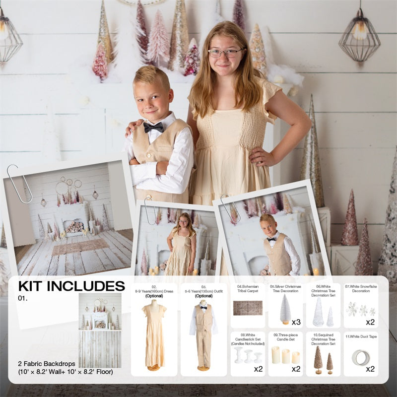 Kate Pink and Gold Boho Christmas Photo Kit Photography Backdrops&Props Themed Bundle