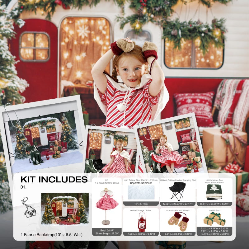 RTS Kate Winter Christmas Tree Camper RV Gifts Photo Kit Photography Backdrops&Props Themed Bundle