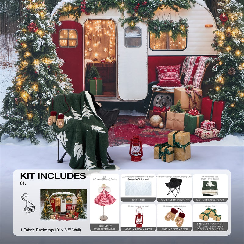 RTS Kate Winter Christmas Tree Camper RV Gifts Photo Kit Photography Backdrops&Props Themed Bundle