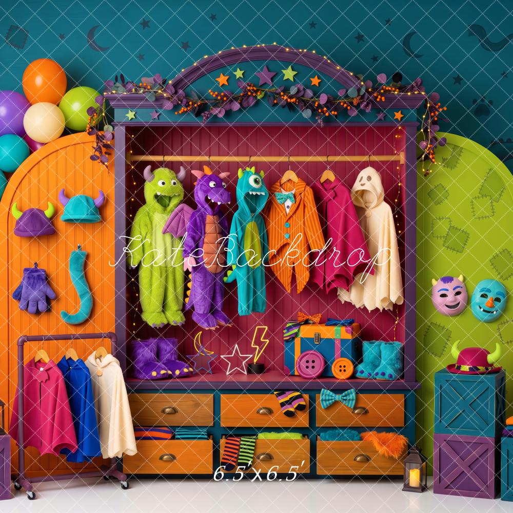 Kate Halloween Colorful Wardrobe Monster Costume Printed Backdrop Designed by Patty Roberts