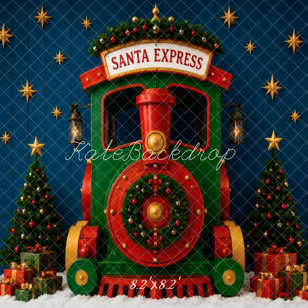 Kate Christmas Polar Train Christmas Tree Gifts Printed Backdrop Designed by Vertigo Productions