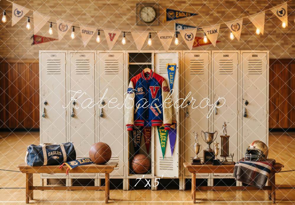 Kate Back To School Varsity Sports Locker Room Printed Backdrop Designed by Patty Roberts