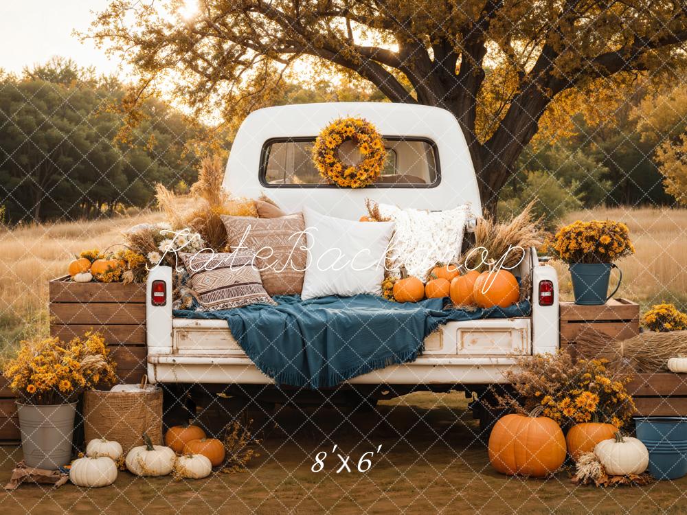Kate Fall Truck Pillows Pumpkin Backdrop Designed by Emetselch