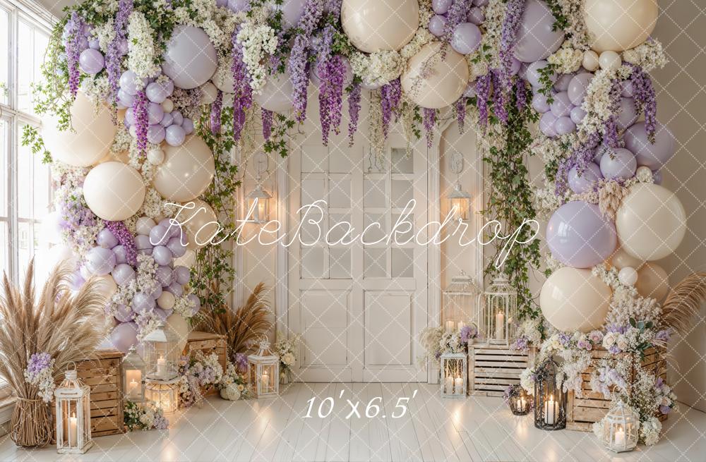 Kate Spring Flower Arch Balloon Lantern Crate Door Backdrop Designed by Emetselch