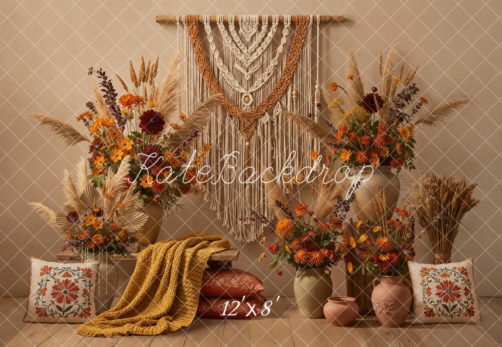 Kate Boho Macrame Pampas Grass Floral Vases Backdrop Designed by Emetselch