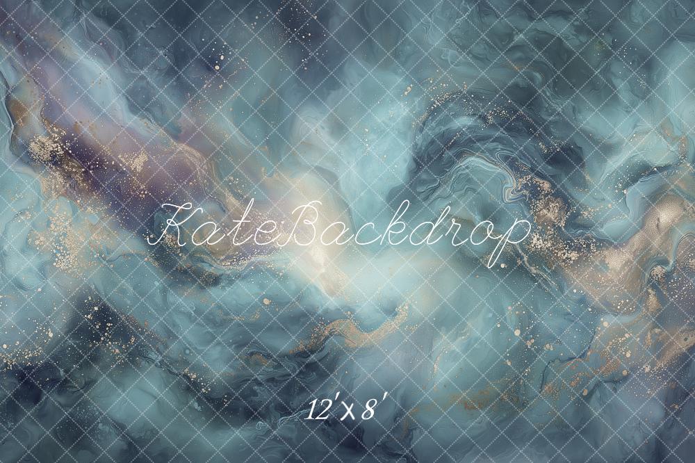 Kate Abstract Texture Blue Gold Printed Backdrop Designed by Angela Miller