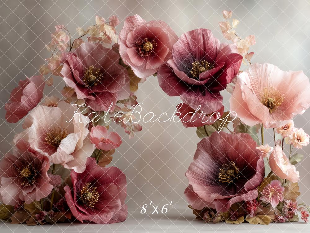 Kate Fine Art Flower Arch Large Burgundy Pink Flowers Backdrop Designed by Patty Roberts