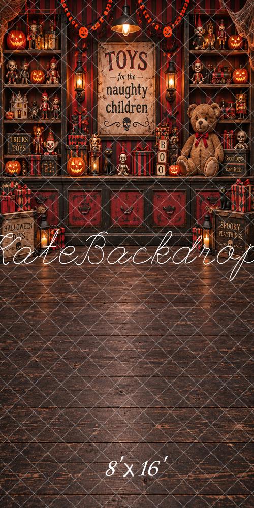 Kate Sweep Halloween Toy Cabinet Teddy Bear Printed Backdrop Designed by Vertigo Productions