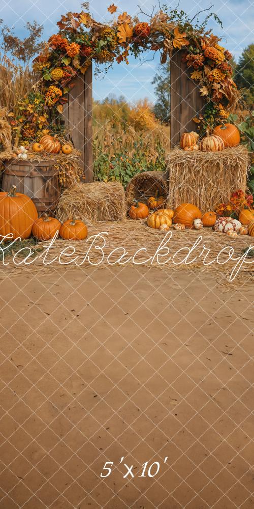 Arco de fondo de cosecha de calabazas de otoño diseñado por Emetselch