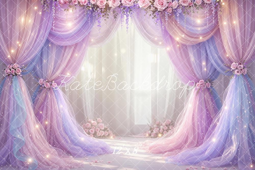 Kate Mother's Day Flower Arch Pastel Drapes Sparkle Printed Backdrop Designed by Mini MakeBelieve