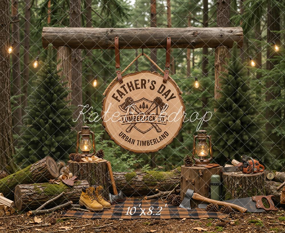 Kate Father's Day Lumberjack Forest Camp Printed Backdrop Designed by Emetselch