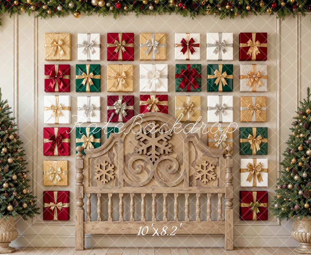Kate Christmas Headboard Gift Wall Pine Trees Printed Backdrop Designed by Mini MakeBelieve