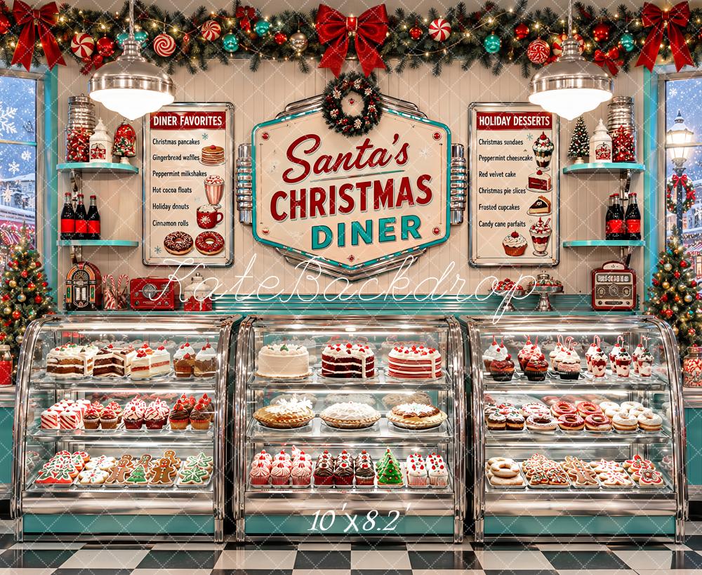 Kate Christmas Retro Diner Dessert Counter Printed Backdrop Designed by Ashley Paul