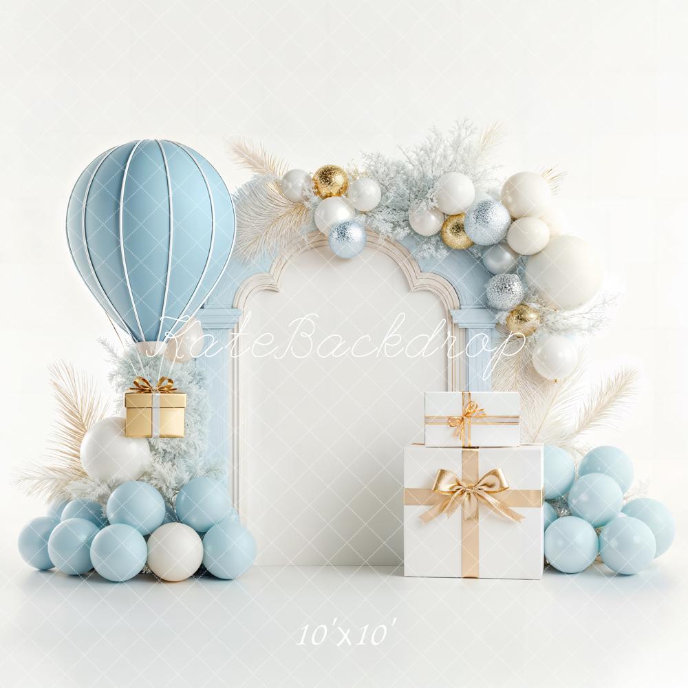 Kate Cake Smash Blue Balloon Gift Arch Present Ornaments Backdrop Designed by Chain Photography