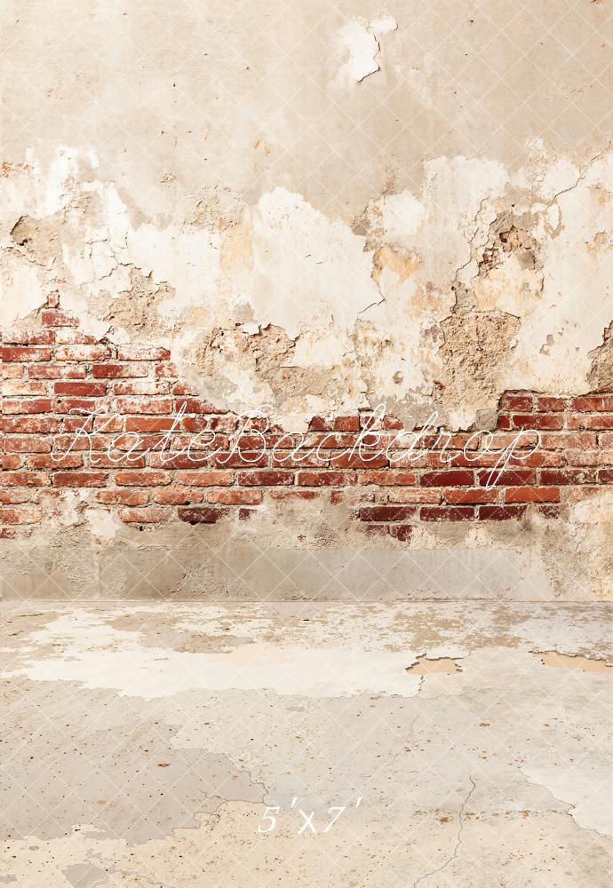 Kate Vintage Brick Exposed Plaster Wall Printed Backdrop Designed by Kate Image