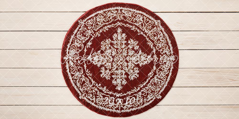 Kate Vintage Red Rug Floor Printed Backdrop Designed by Emetselch