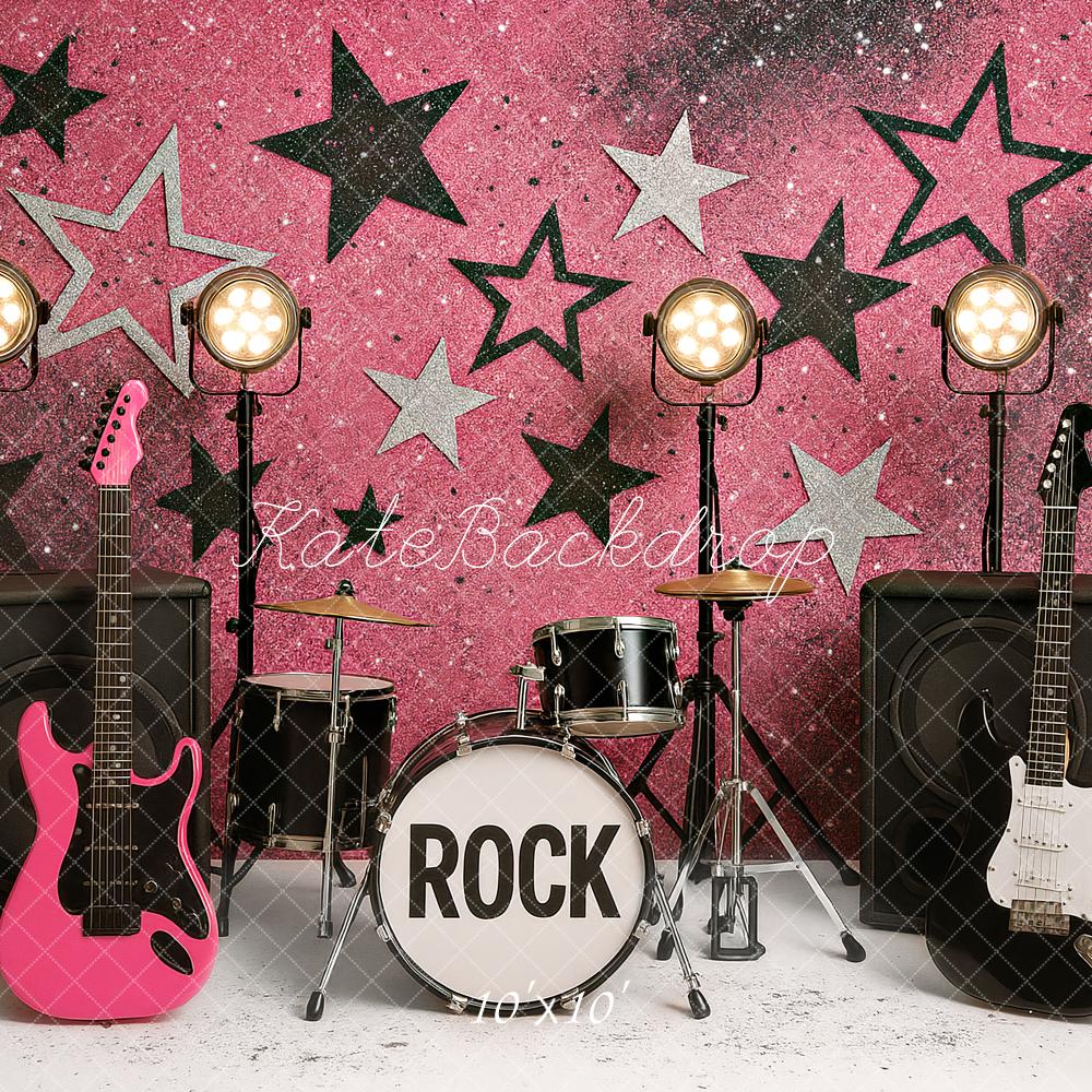 Kate Birthday Rock Star Guitars Pink Music Backdrop Designed by Ashley Paul