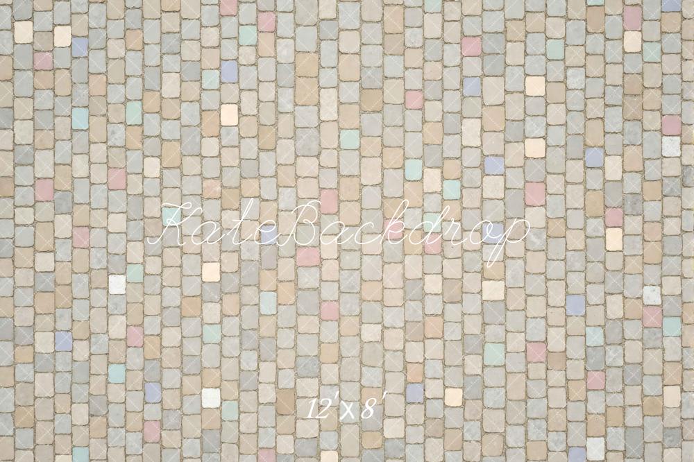 Kate Pastel Cobblestone Floor Printed Backdrop Designed by Mini MakeBelieve