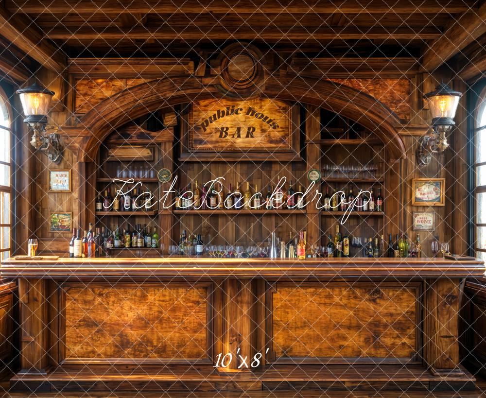 Fondo de madera vintage de bar para el Día del Padre diseñado por Emetselch