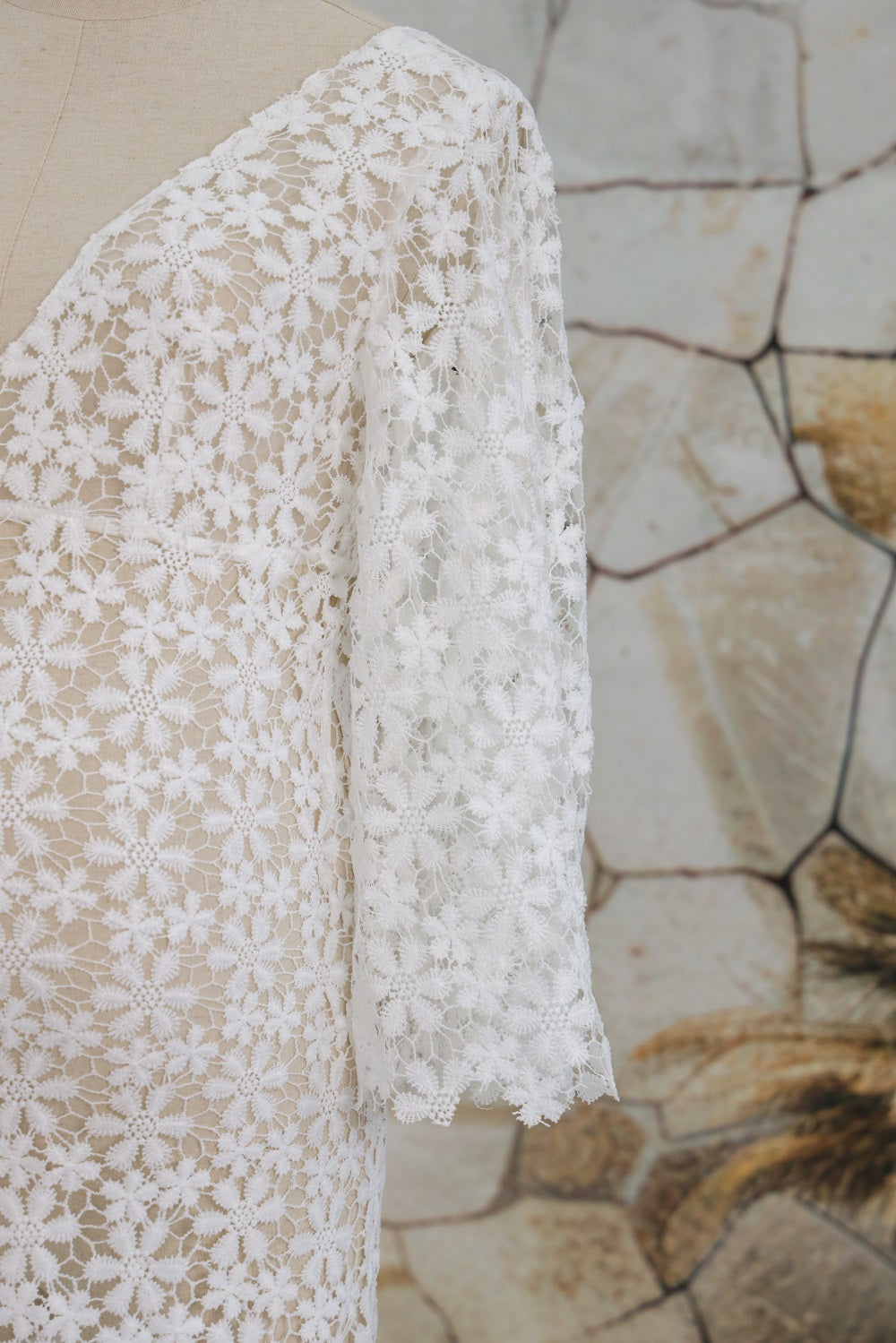 Kate White Lace Mid Sleeve Trailing Perspective Custom Maternity Photoshoot Gowns