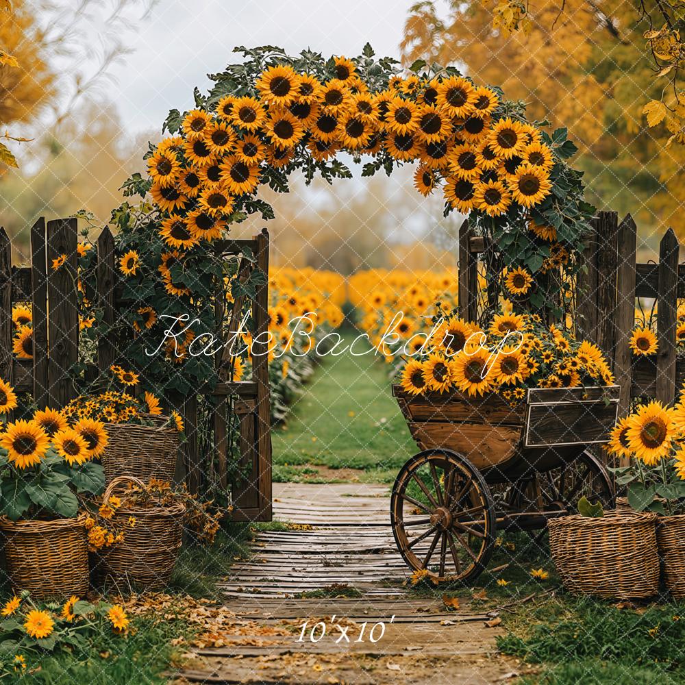 Kate Fall Sunflower Arch Rustic Basket Path Backdrop Designed by Emetselch