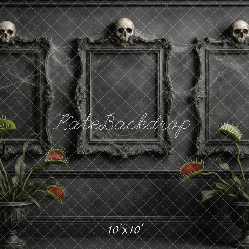 Fondo de Pared de Calaveras Halloween Venus Flytrap Diseñado por Mini MakeBelieve