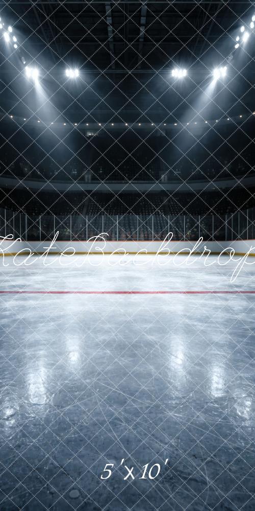 Kate Sweep Sports Ice Hockey Rink Stadium Lights Printed Backdrop Designed by Vertigo Productions