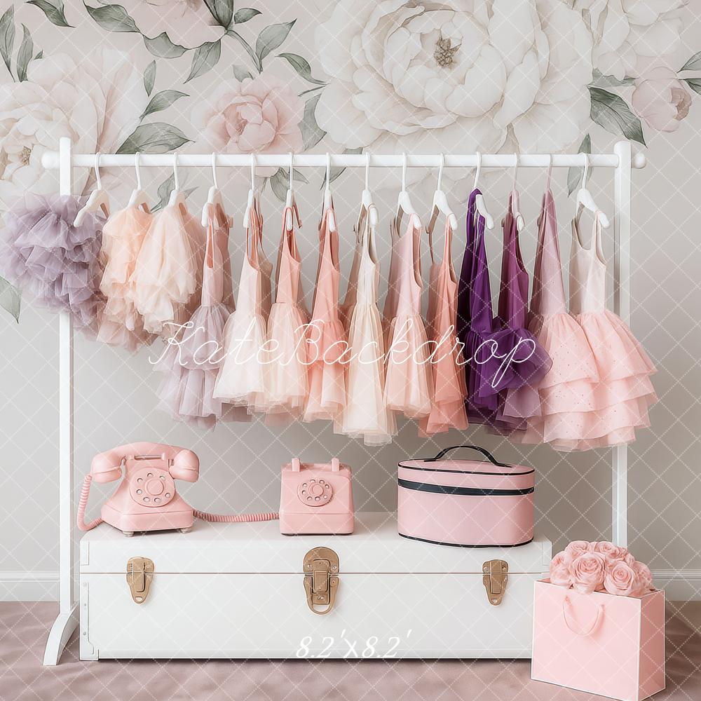 Kate Birthday Floral Pastel Dress Rack Backdrop Designed by Patty Roberts