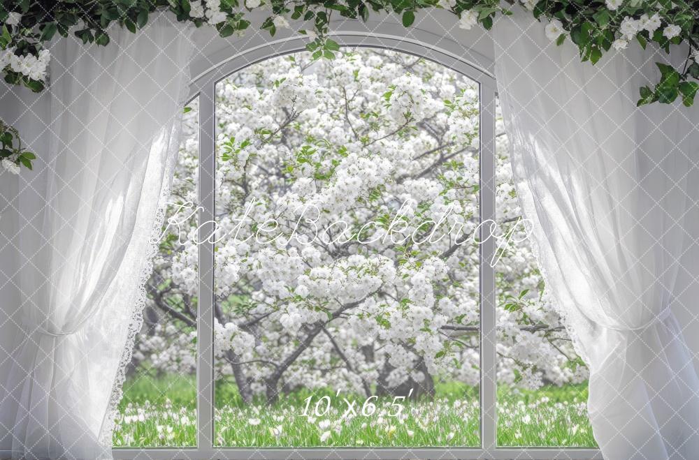 Kate Spring Cherry Blossom Arch Window Backdrop Designed by Mini MakeBelieve