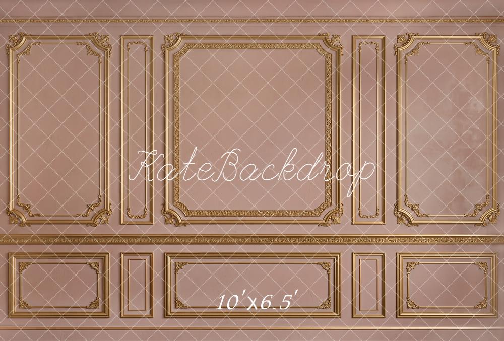 Kate Vintage Pink Gold French Wall Printed Backdrop Designed by Emetselch