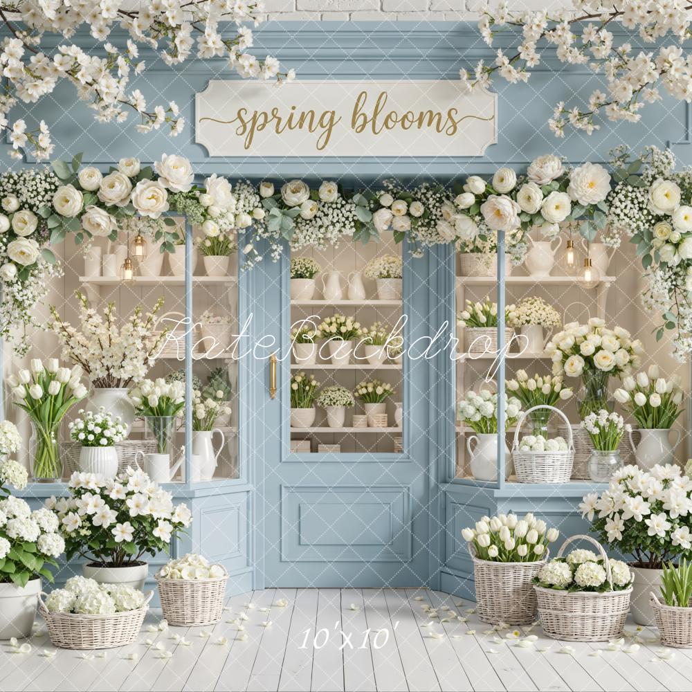 Kate Spring Flower Shop White Blossoms Printed Backdrop Designed by Emetselch